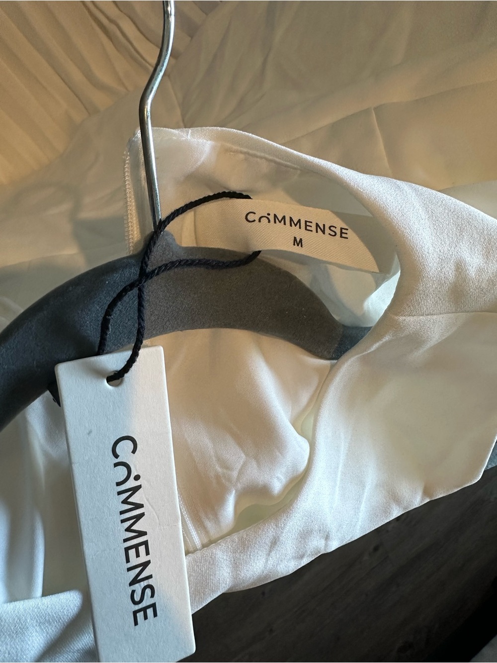 Commense Cream Sleeveless Pleated-Hem Mini Dress - Medium - Picture 4 of 4